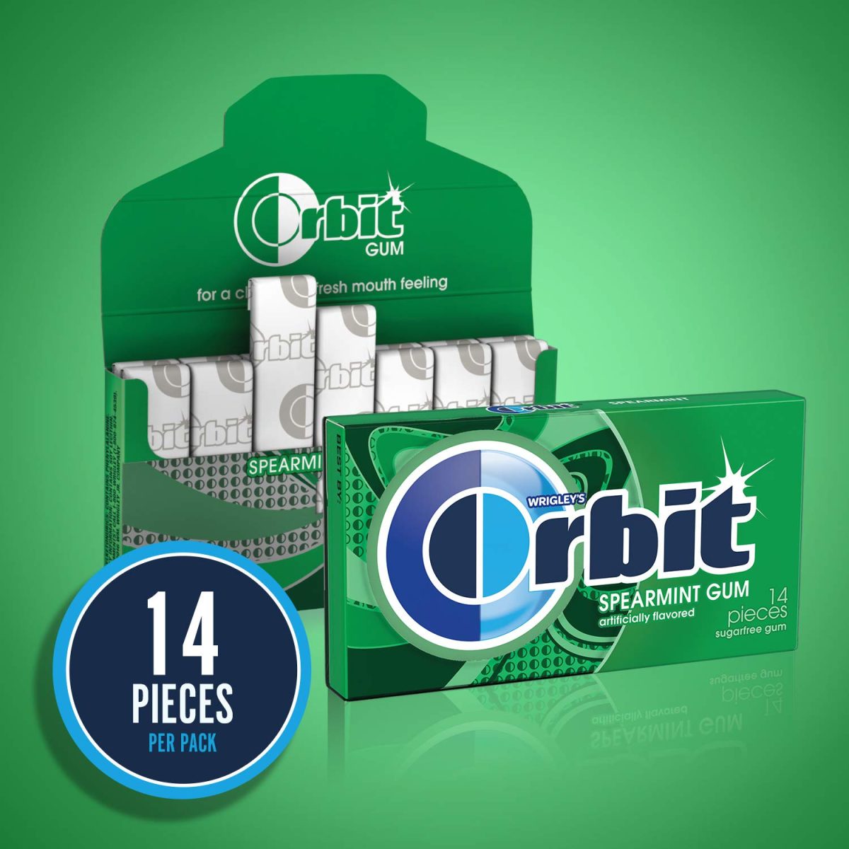 آدامس بدون قند نعنا تند اوربیت Orbit بسته 14 عددی - Image 3