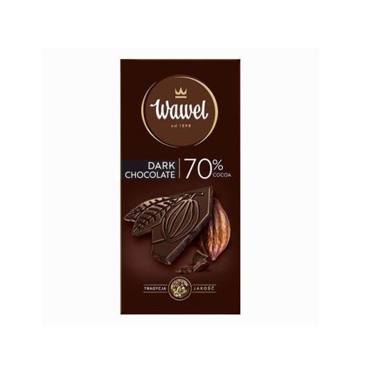 شکلات تخته ای تلخ واول 70% Wawel وزن 100 گرم