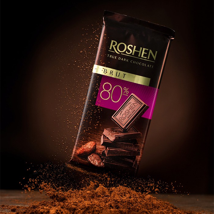 product-grid-gallery-item شکلات تخته ای تلخ روشن 80% Roshen Brut وزن 85 گرم