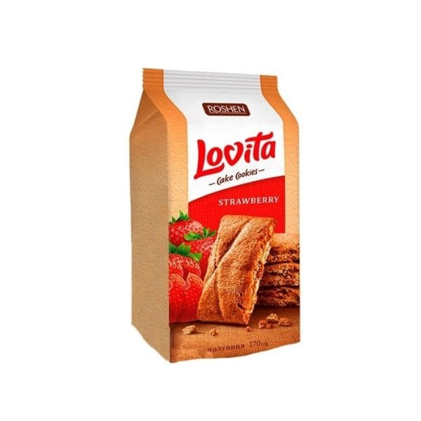 کوکی کیک لاویتا روشن با مغز توت فرنگی 168 گرم ROSHEN Lovita