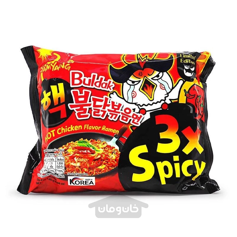 نودل کره ای مرغ خیلی تند بولداک سامیانگ 3x Spicy وزن 140 گرم