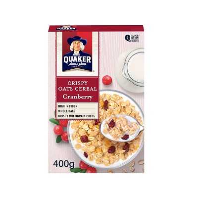 غلات صبحانه کریسپی با طعم کرنبری کواکر Quaker Crispy Oats Cereal