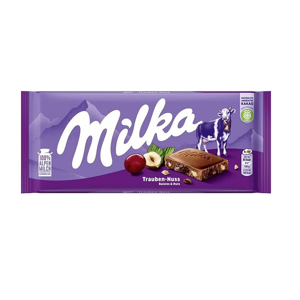 شکلات آجیلی میلکا Milka Raisins & Nuts وزن 100 گرم