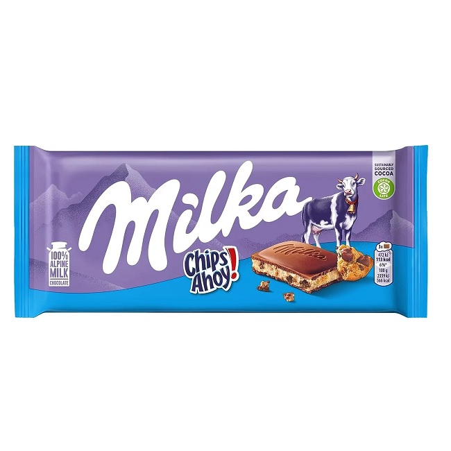 شکلات شیری میلکا Milka Chips Ahoy وزن 92 گرم