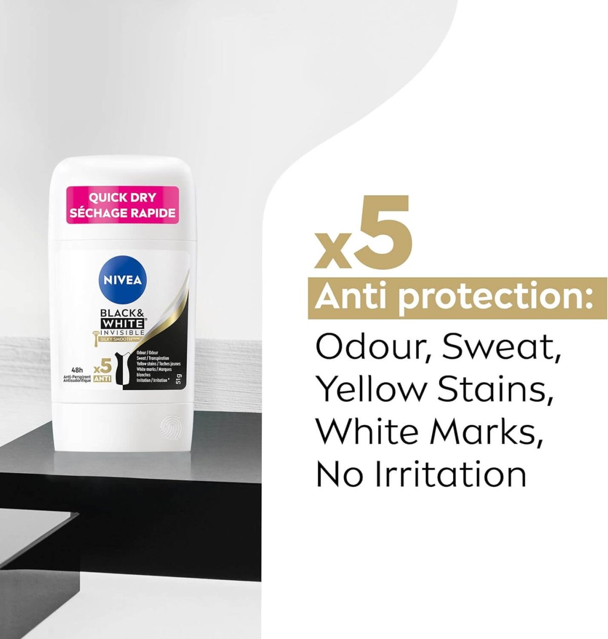 استیک ضد تعریق نیوآ مدل Black & White Invisible Silky Smooth وزن 50 گرم - Image 2